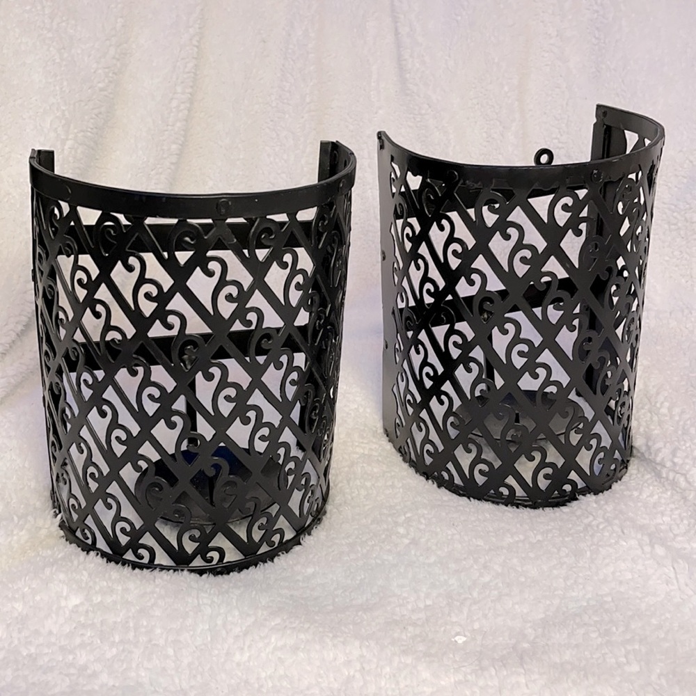 Black Metal Candle Holder set Scroll design